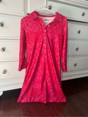 Vineyard Vines Pink and Red Patterned Polo Dress